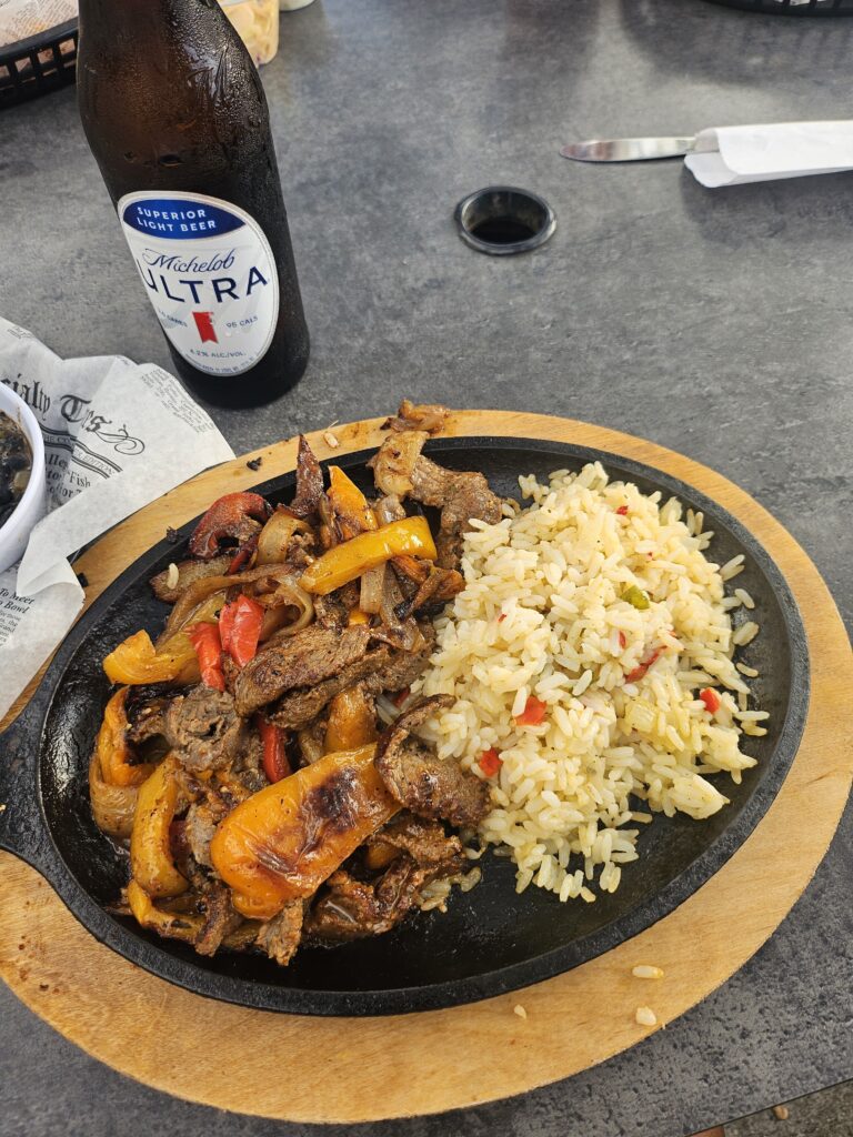 Tex-Mex steak fajitas at Tarpon Tavern in Tarpon Springs